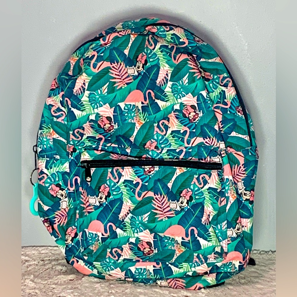 Disney Minnie Mouse Flamingo Backpack Bioworld 14" W X 17"H Super Cute!